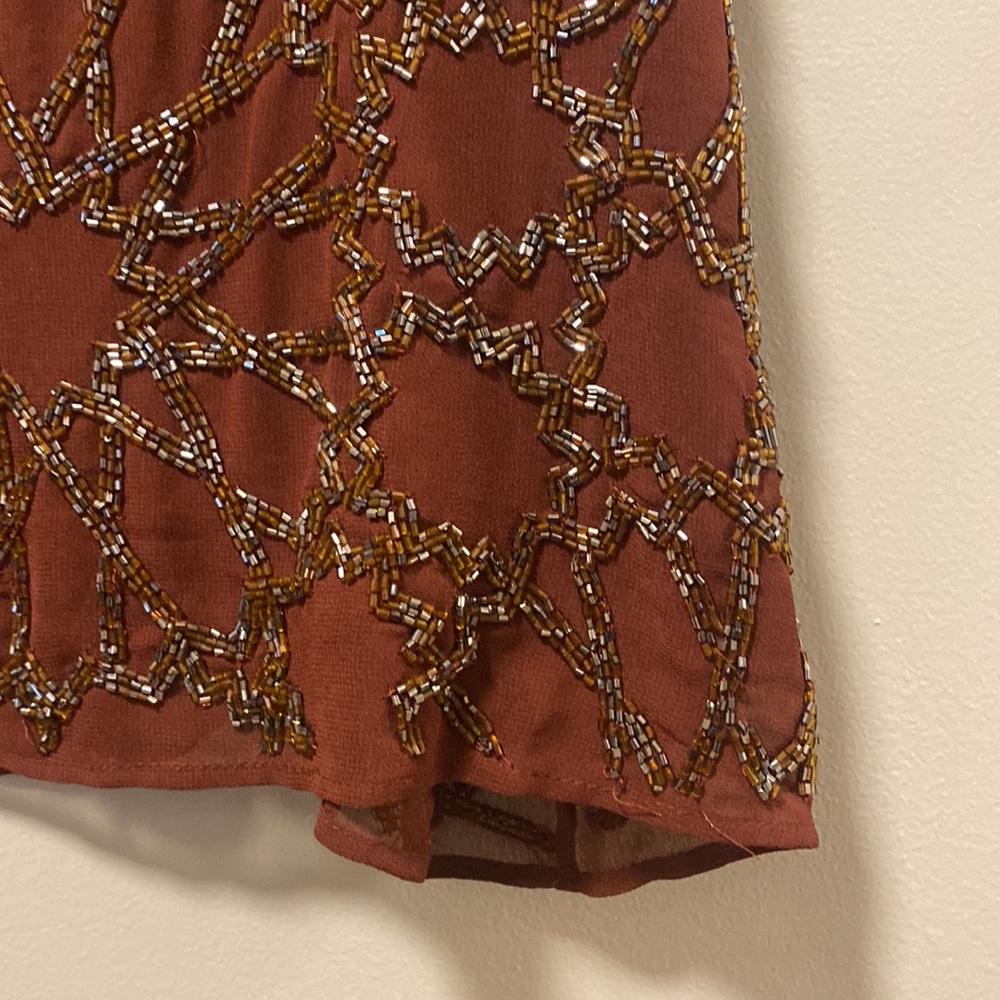 River Island Burgundy Beaded Sleeveless Blouse - Picture 4 of 10